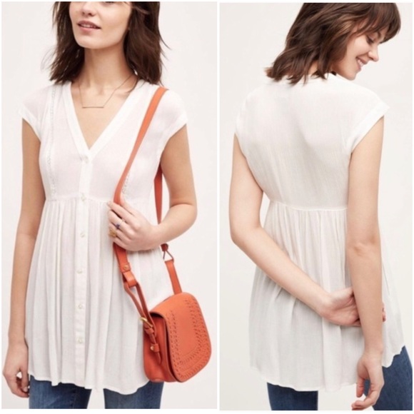 Anthropologie Tops - Anthropologie Vanessa Virginia White Button Down Tunic Dress